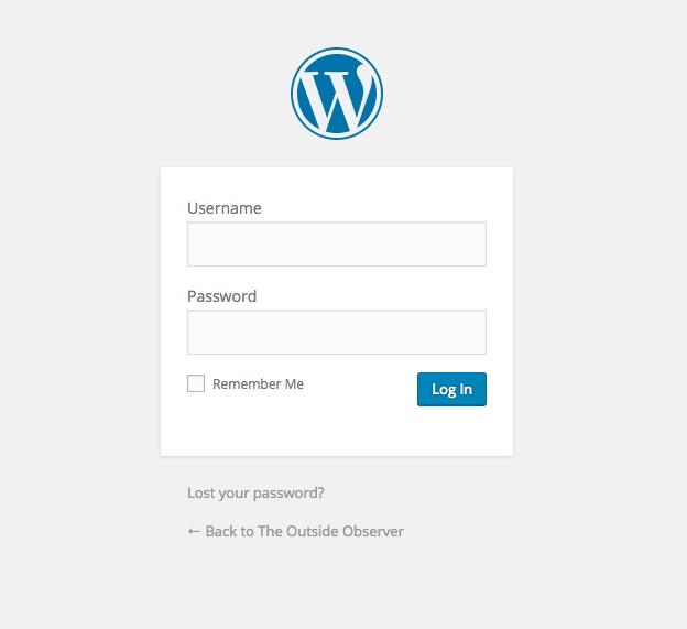 Wordpress Login Page means a successful installation